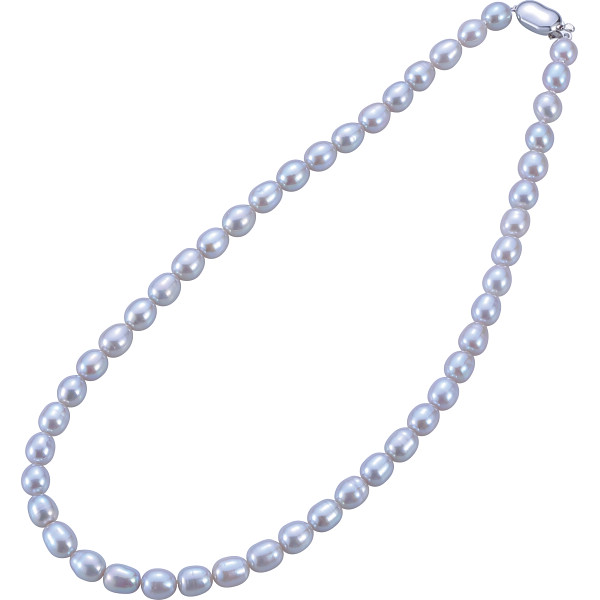 オーバルパールネックレスグレー