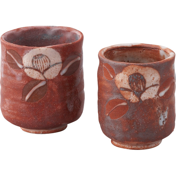 赤志野椿紋組湯呑