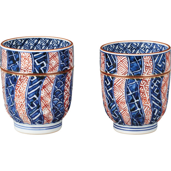 清水焼 染赤捻祥瑞 組湯呑