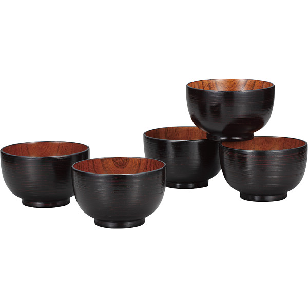 さび漆 はけ目 大椀揃