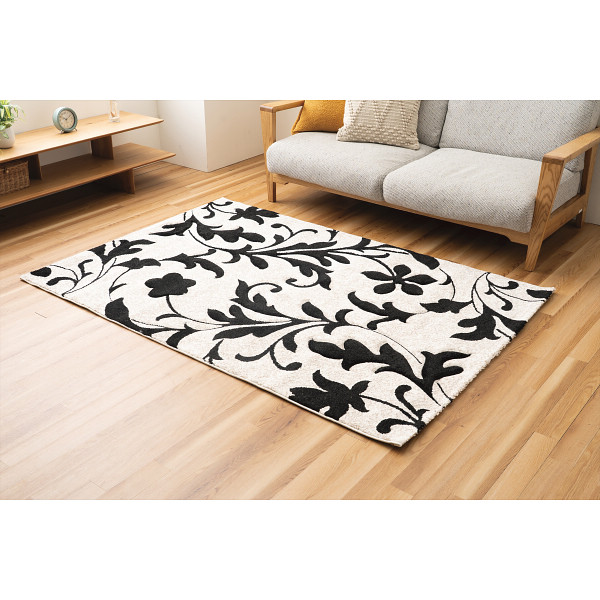 トルコ製カービングウィルトンラグブラック