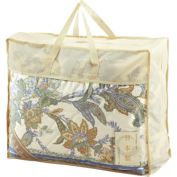 ダウン８５％入り　日本製羽毛肌掛けふとんブルー