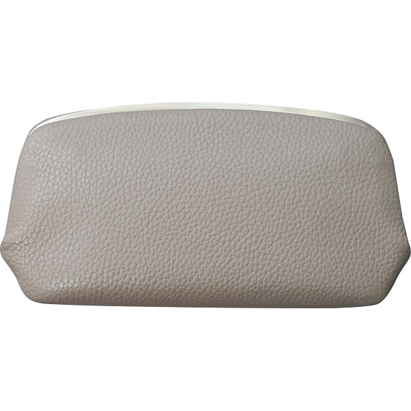 良品工房　日本製牛革天溝がま口財布グレー