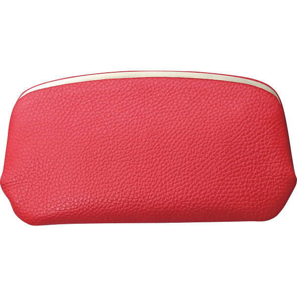 良品工房　日本製牛革天溝がま口財布赤