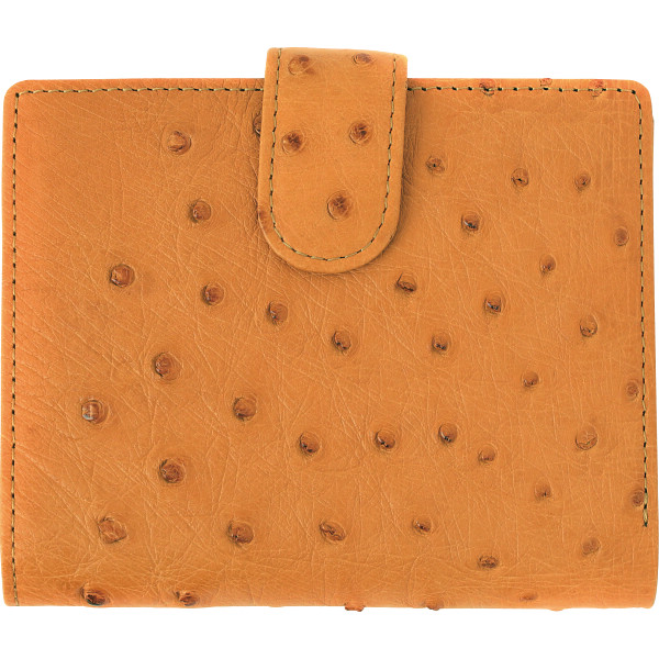 オーストリッチ ベルト付折財布イエロー