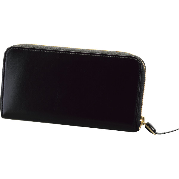 手塗りオイルレザー ラウンドファスナー長財布ブラック