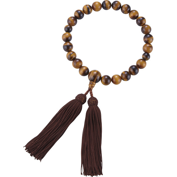 男性用片手念珠 虎目石２２玉共仕立・正頭