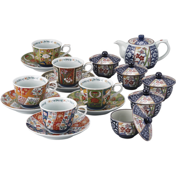 波佐見焼　友禅華絵　珈琲＆ポット番茶器