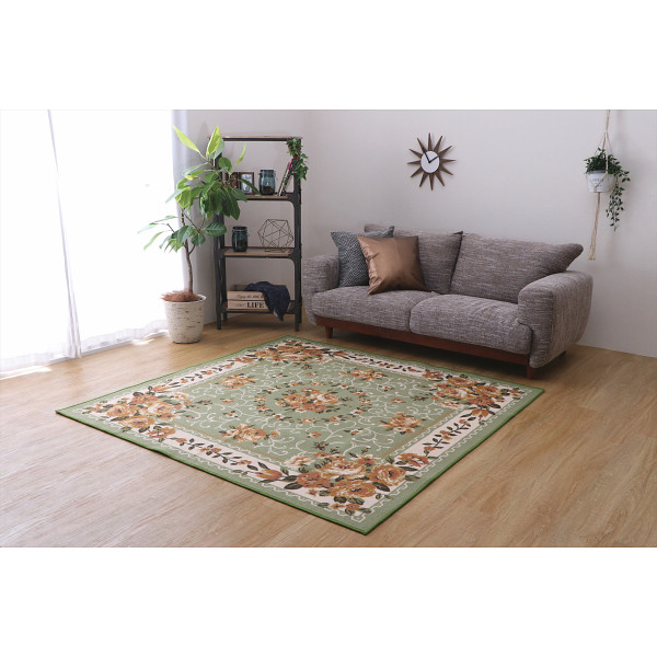 ほこりがでにくい　はっ水ラググリーン