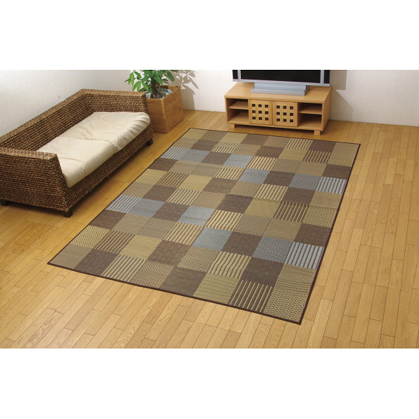 袋織い草ラグ（京刺子）ブラウン