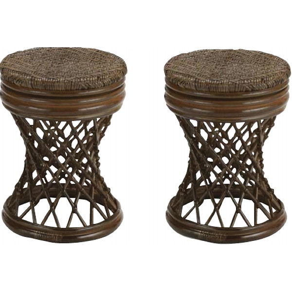 籐回転スツール２個組