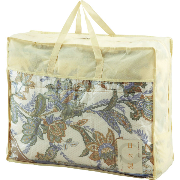 ダウン８５％入り　日本製羽毛肌掛けふとんブルー