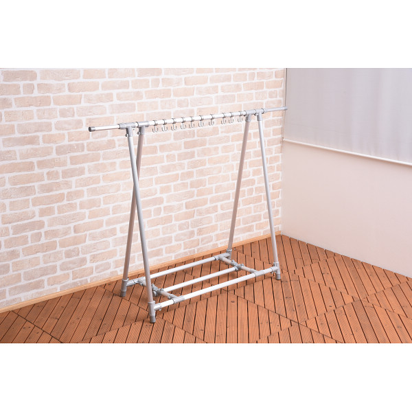 アルミ製Ａ形折りたたみ伸縮式布団干し２個組シルバー