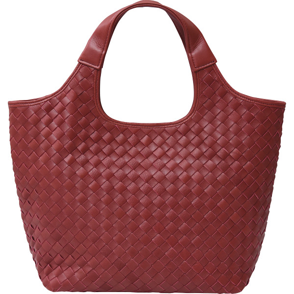 良品工房 日本製牛革 編込みバッグレッド