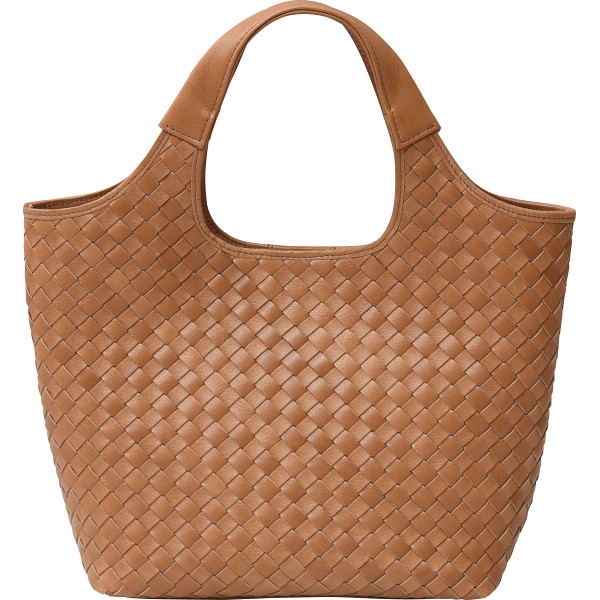 良品工房 日本製牛革 編込みバッグキャメル