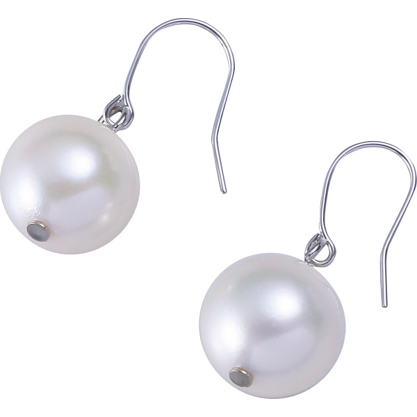 １８金　花珠あこや本真珠フックピアスホワイトゴールド