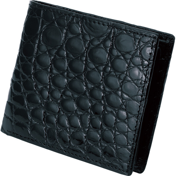 ファゴット クロコダイル 二つ折り札入ブラック