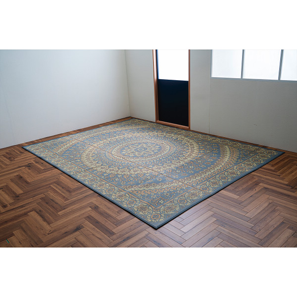 日本製メダリオン柄い草カーペット（Ｓ）グレー