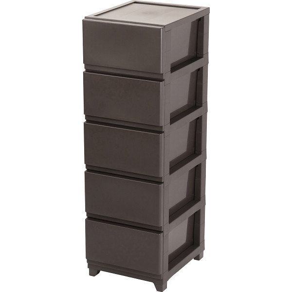 マットな質感の収納チェスト（５段４個組）ダークブラウン