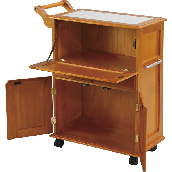 天然木キッチンワゴンライトブラウン