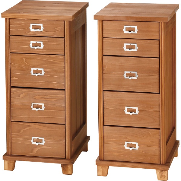 天然木チェスト５段２個組