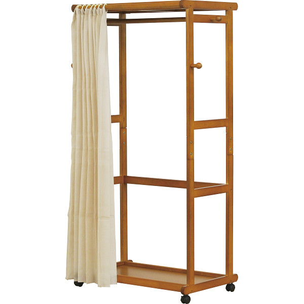 天然木カーテン付ハンガー ２台セット