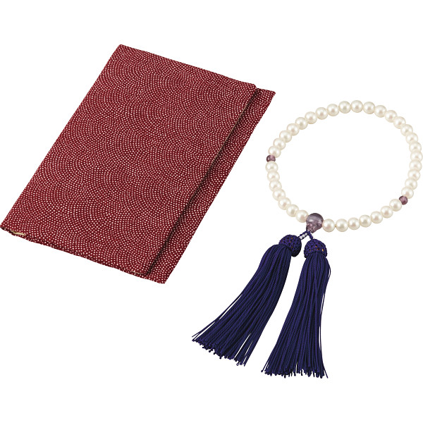 玻璃パール京念珠・念珠袋セット 女性用