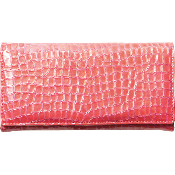マデーラ クロコ型押し牛革長財布ピンク