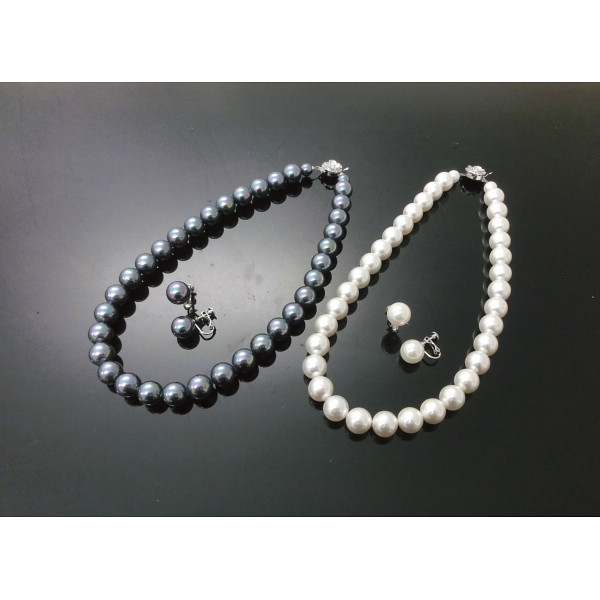 南洋調大粒１２ミリ貝パール２点セット ホワイトホワイト