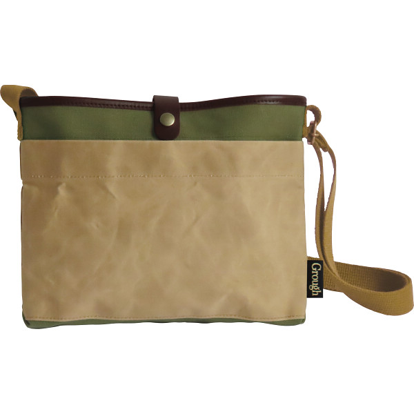 そだてる帆布Ｇｒｏｕｇｈ　サコッシュベージュ×カーキ