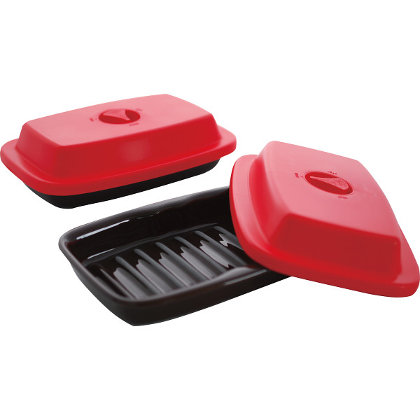 ケデップ　マイクロウェーブヒートプレート２個セットレッド