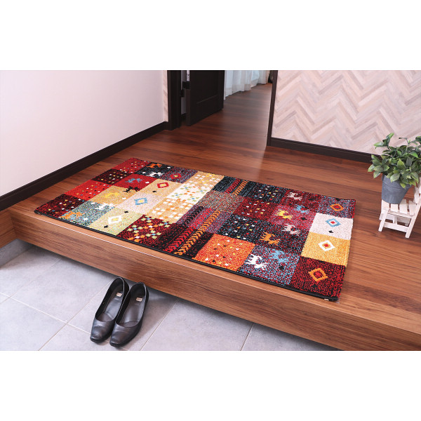 トルコ製ウィルトン玄関マットレッド
