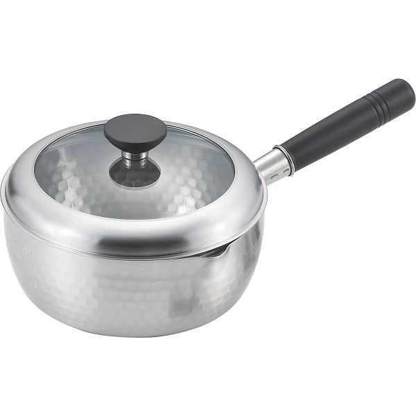 銀鱗 蓋付き槌目雪平鍋（２０ｃｍ）