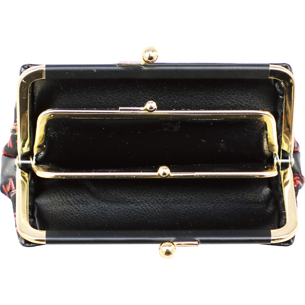 印伝トンボ柄あおりポケット付き親子がま口財布レッド