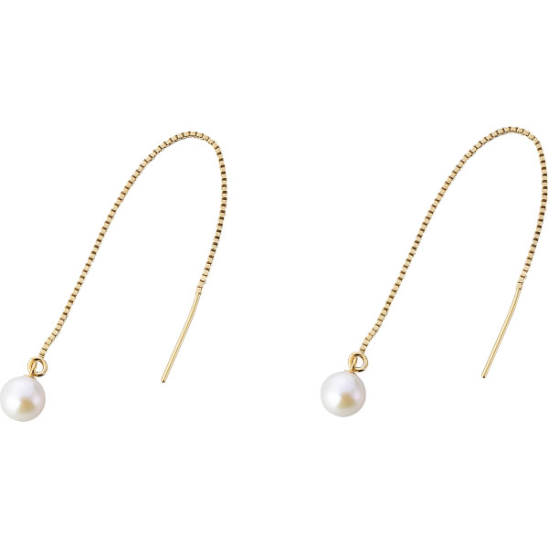 あこや本真珠１珠チェーンピアスゴールドカラー