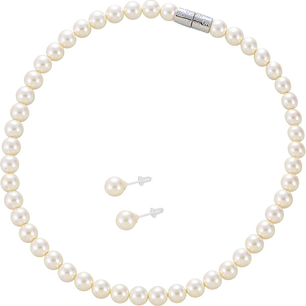 ジョルジュ・レッシュ　泉州の貝パールネックレス・ピアスセットホワイト