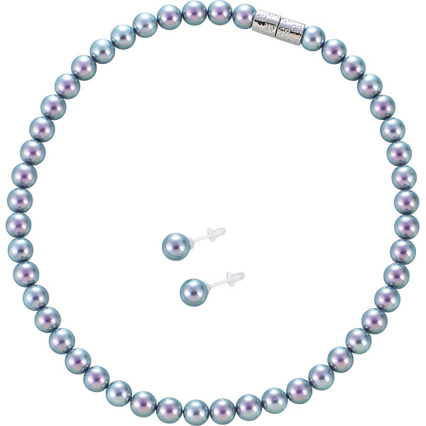 ジョルジュ・レッシュ　泉州の貝パールネックレス・ピアスセットグレー