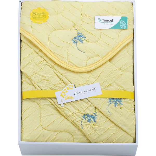 ミアミモザ　もこふあニット敷パット（ピローケース２枚付）クリーム