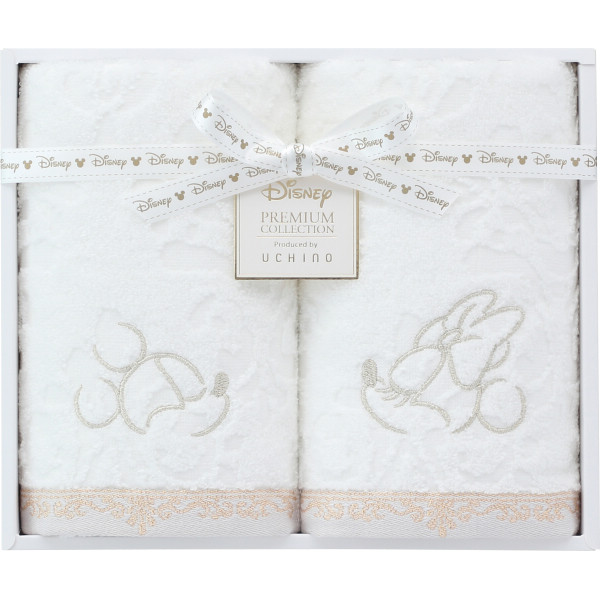 ディズニー プレミアム フェイスタオル２枚セットホワイト