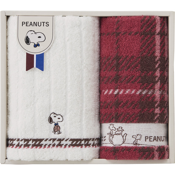 スヌーピーチェック　フェイス・ウォッシュタオルセット