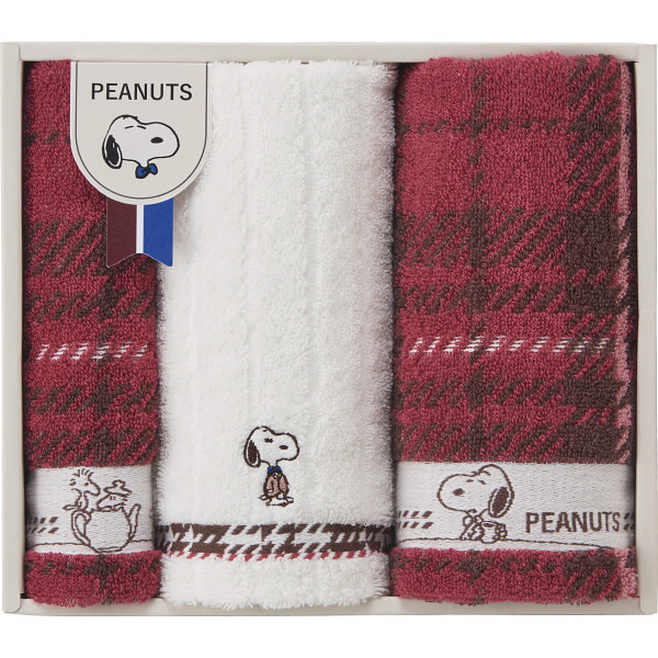 スヌーピーチェック　フェイス・ウォッシュタオルセット