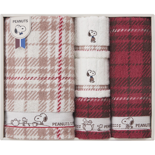スヌーピーチェック　バス・フェイス・ウォッシュタオルセット