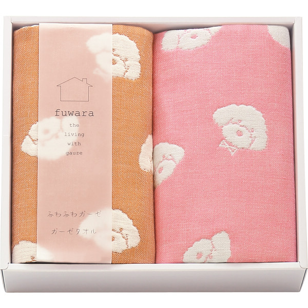 ふわら　６重織ガーゼハンカチ２枚セットピンク