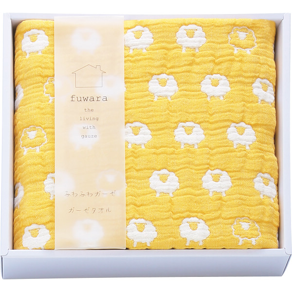 ふわら　６重織ガーゼフェイスタオルイエロー