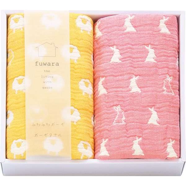 ふわら　６重織ガーゼフェイスタオル２枚セット