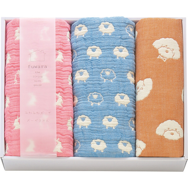 ふわら　６重織ガーゼフェイスタオル・ハンカチセット