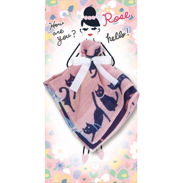 フローラルシスターズ　３重ガーゼハンカチローズ×キャット