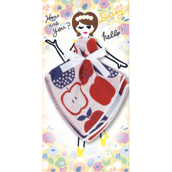 フローラルシスターズ　３重ガーゼハンカチデイジー×赤青りんご