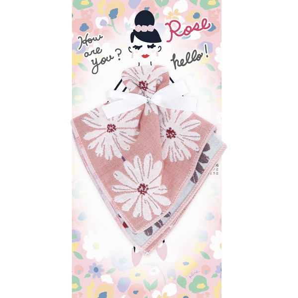 フローラルシスターズ　３重ガーゼハンカチローズ×白い花