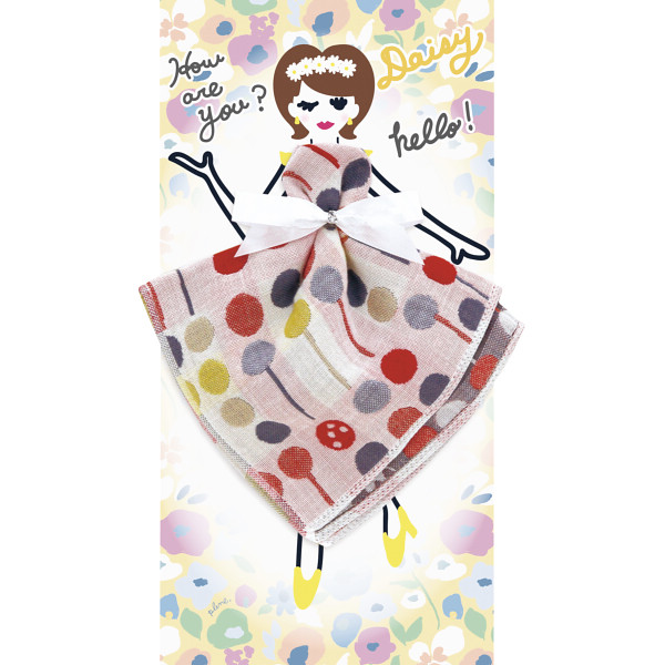 フローラルシスターズ　３重ガーゼハンカチデイジー×棒付きキャンディ